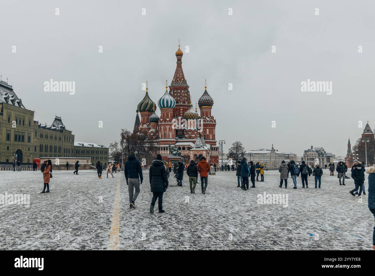 Moscow, Russia - December 13, 2020: Red square, view of St. Basil's ...