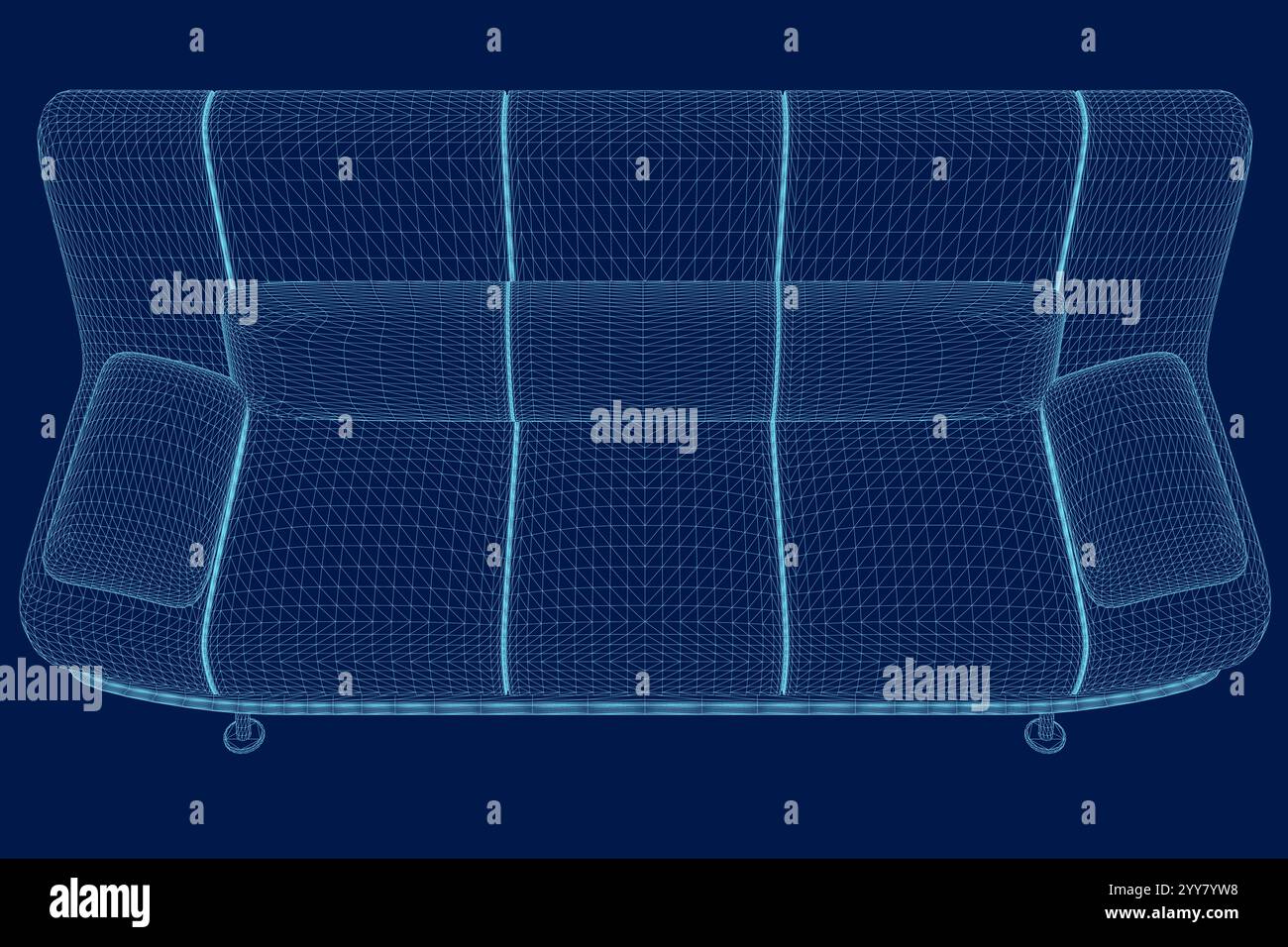 Wireframe Modern Sofa. Front view. 3D. Vector illustration Stock Vector ...