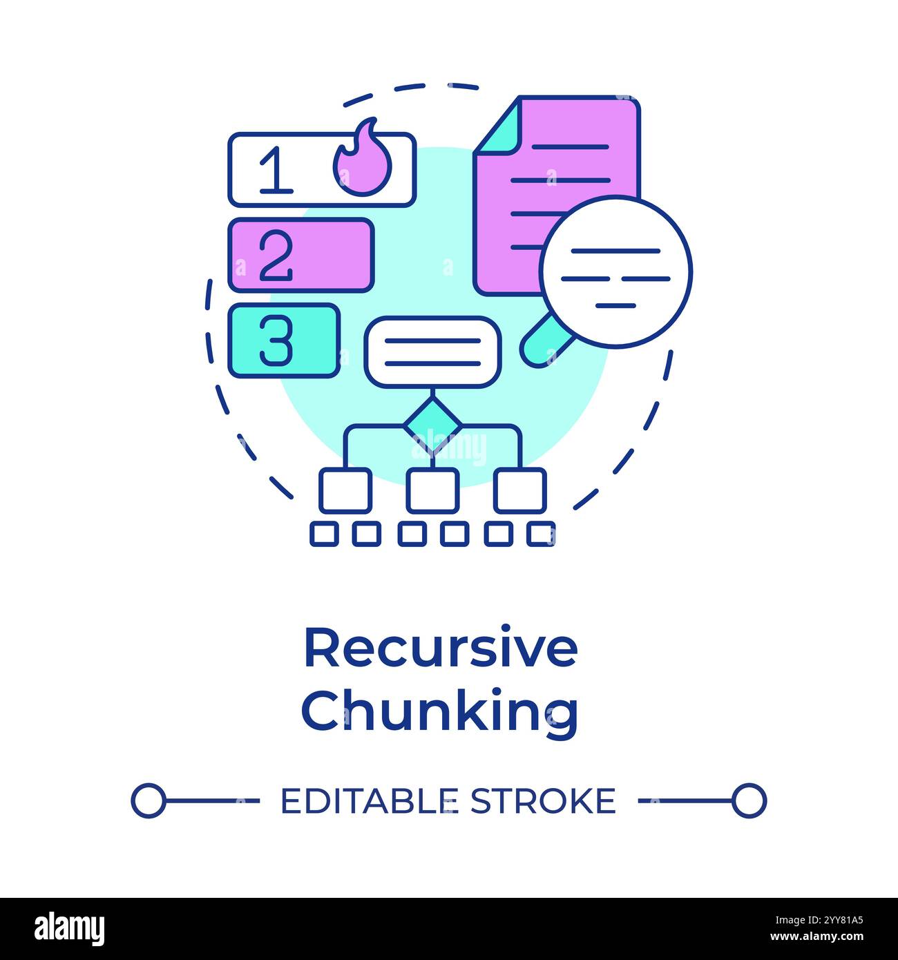 Recursive chunking multi color concept icon. Dividing data into smear ...