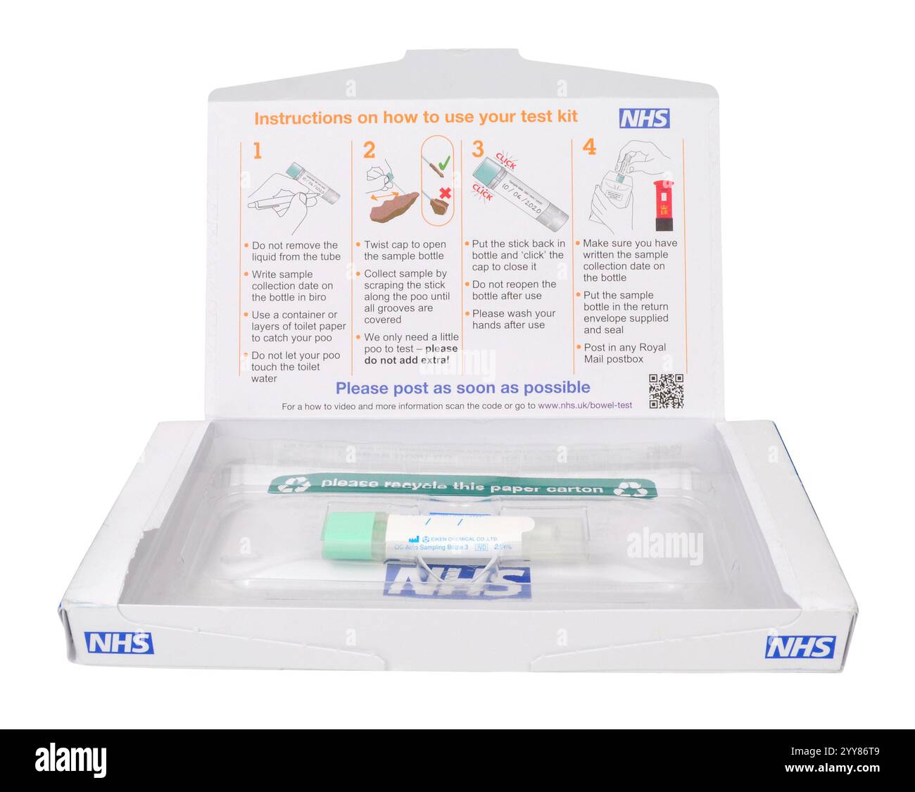 NHS bowel cancer screening faecal immunochemical test kit Stock Photo ...