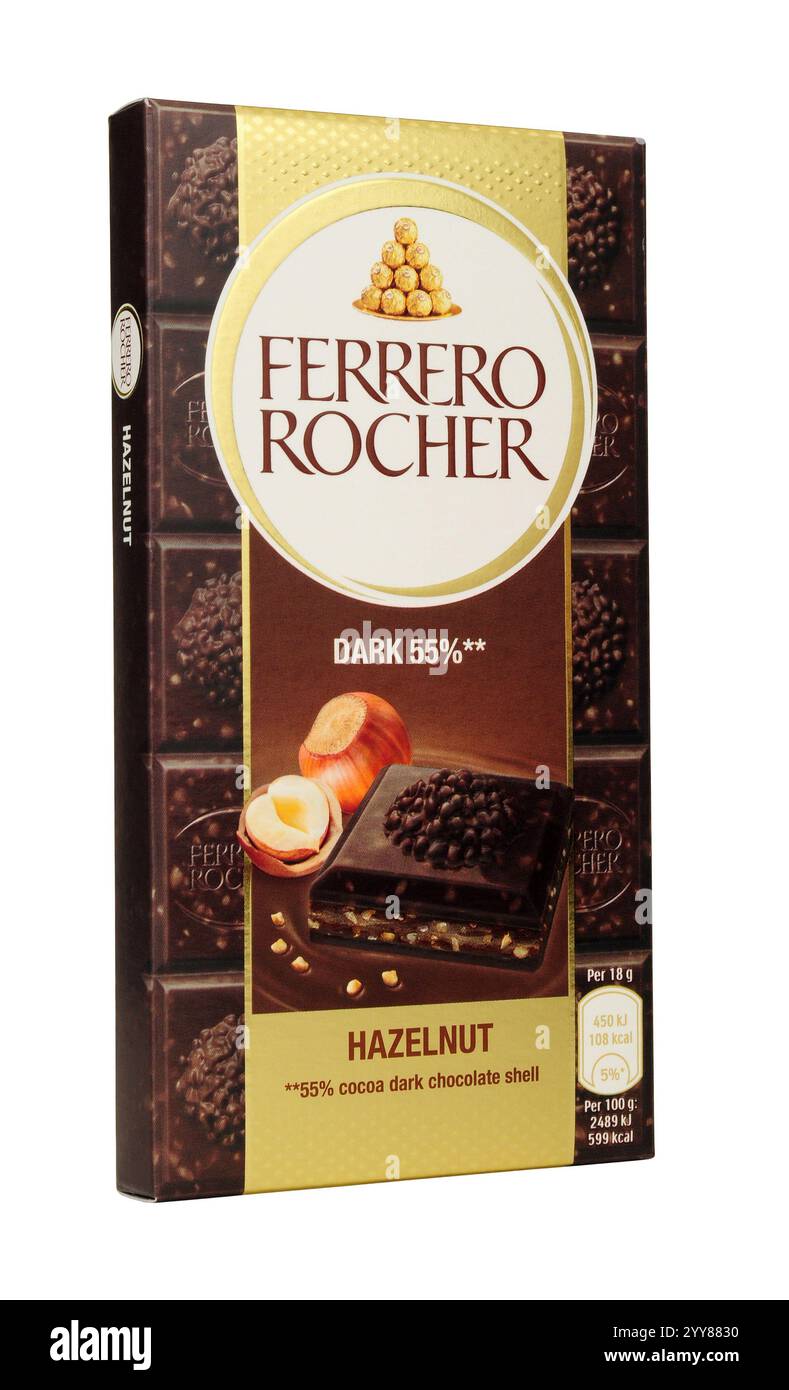 Ferrero Rocher dark chocolate bar with hazelnuts and cocoa filling ...