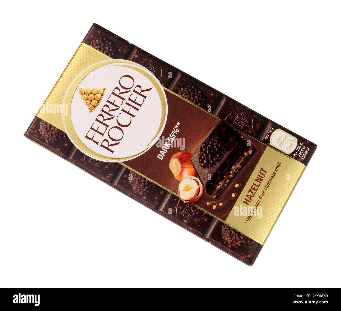 Ferrero Rocher dark chocolate bar with hazelnuts and cocoa filling ...