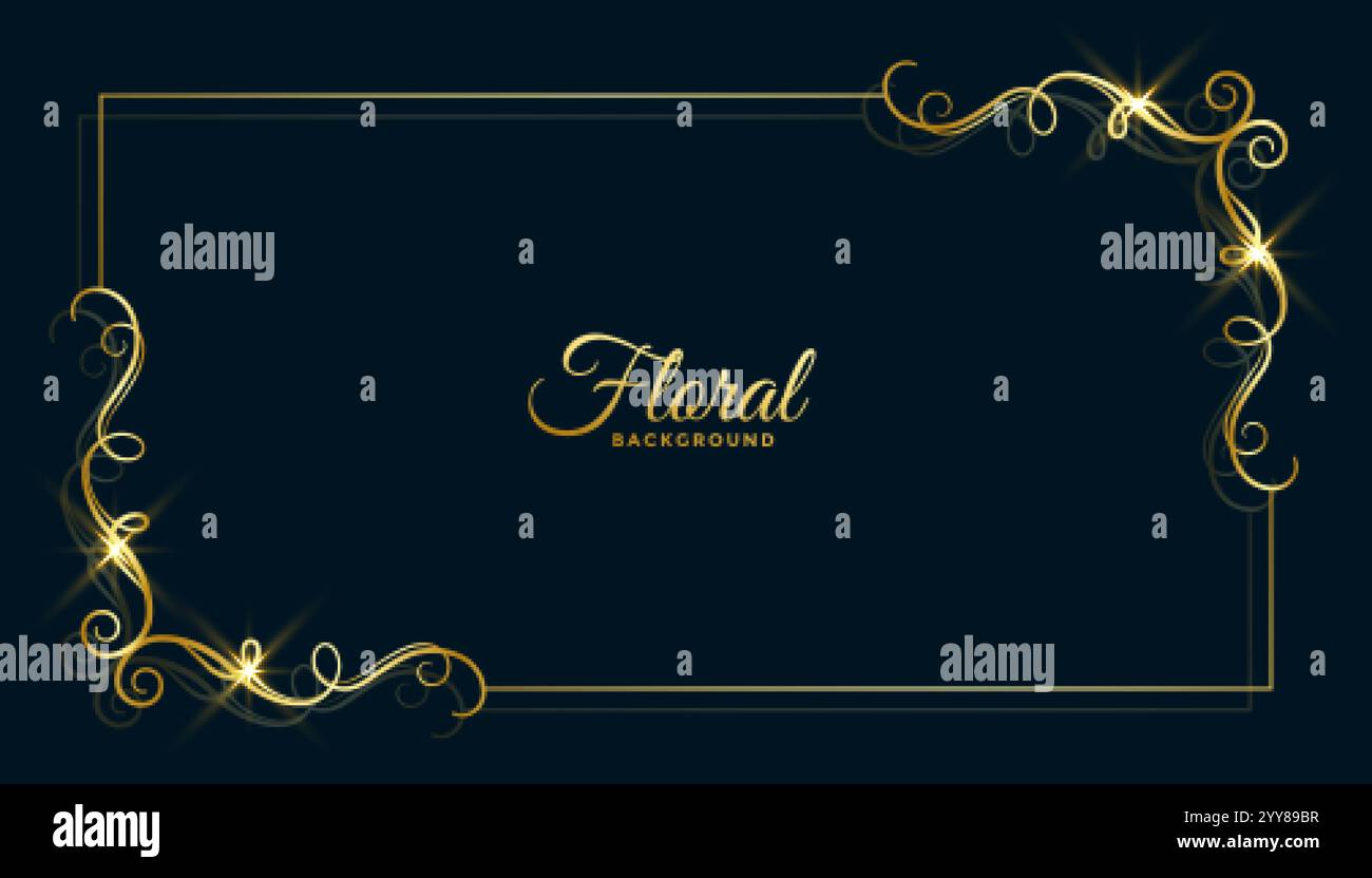 golden floral frame background design Stock Vector Image & Art - Alamy
