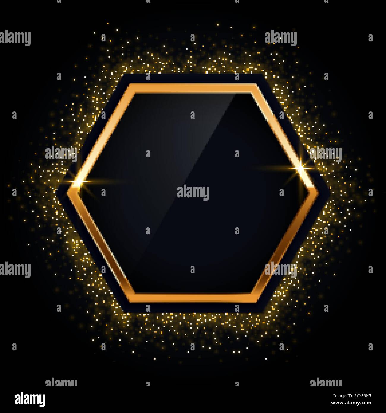hexagonal golden frame with glitter background Stock Vector Image & Art ...