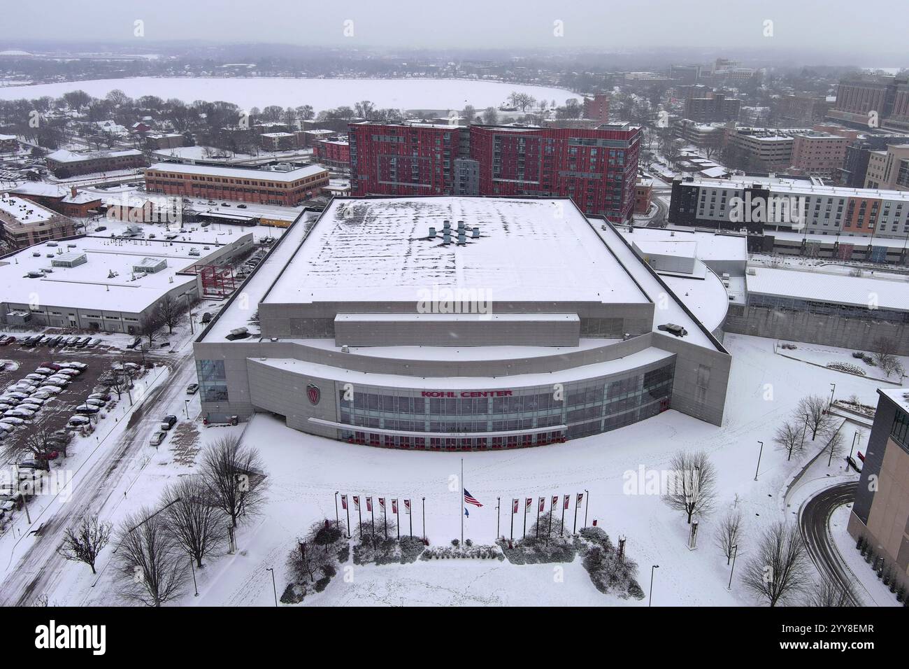 A general overall aerial view of the Kohl Center arena at the ...