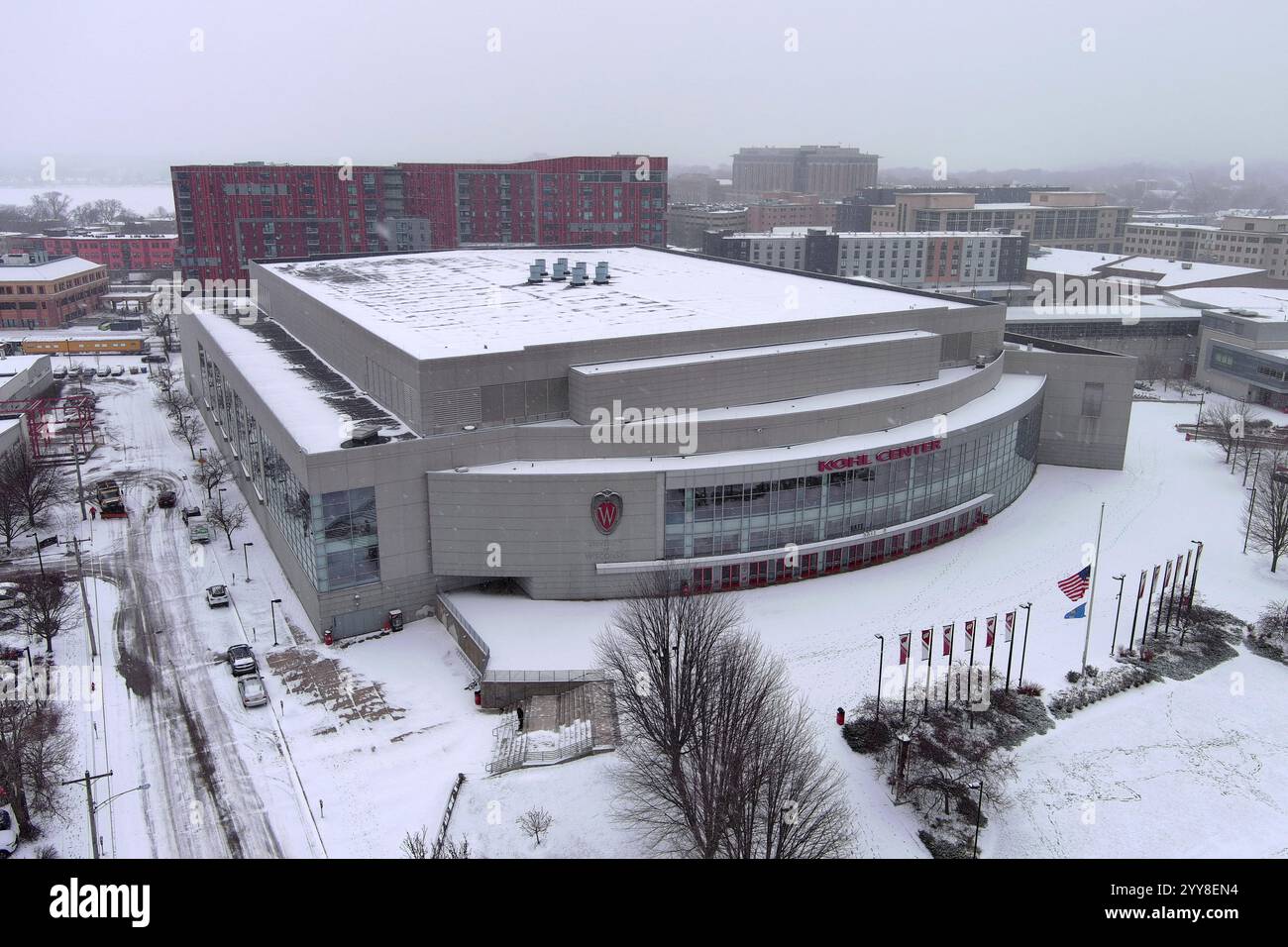 A general overall aerial view of the Kohl Center arena at the ...