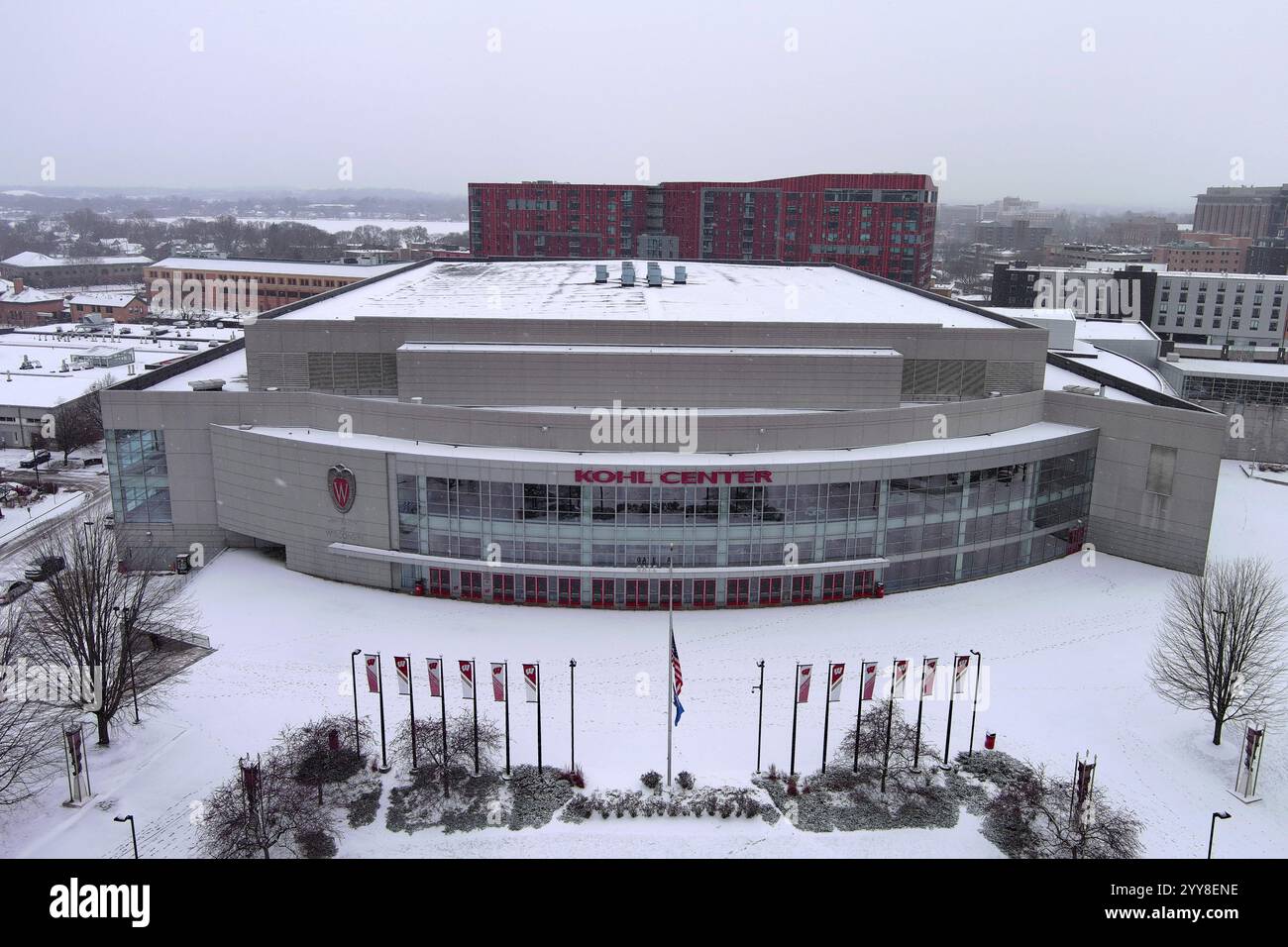 A general overall aerial view of the Kohl Center arena at the ...
