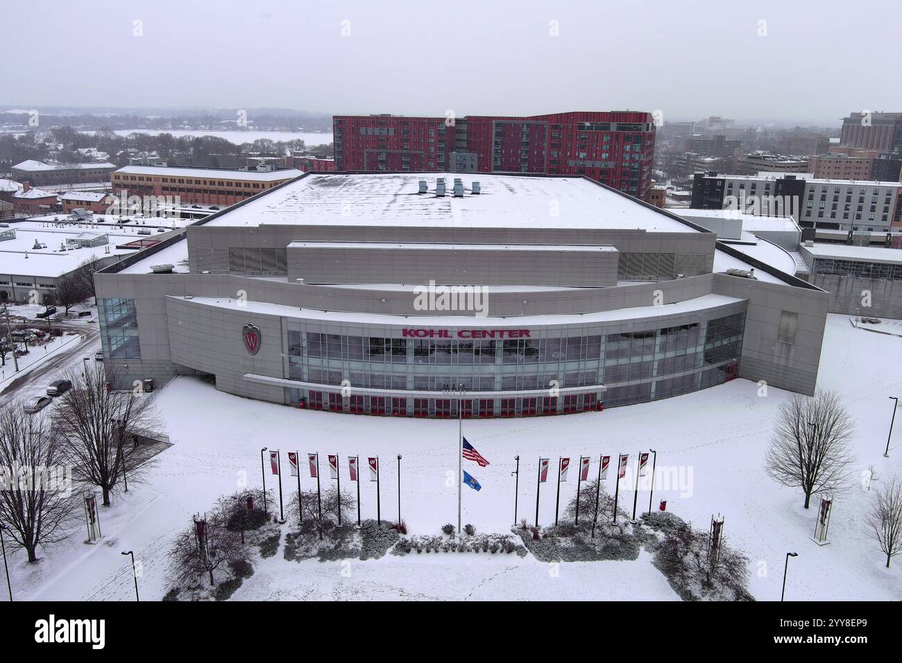 A general overall aerial view of the Kohl Center arena at the ...
