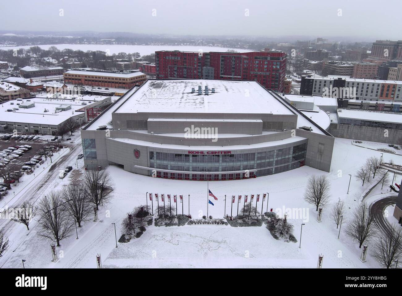 Madison, United States. 19th Dec, 2024. A general overall aerial view ...