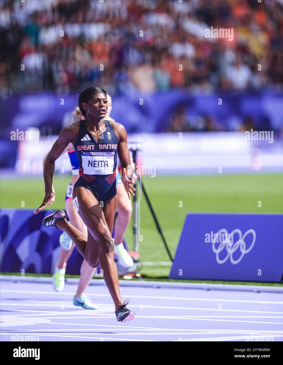Daryll Neita participating in the 200 meters at the Paris 2024 Olympic ...