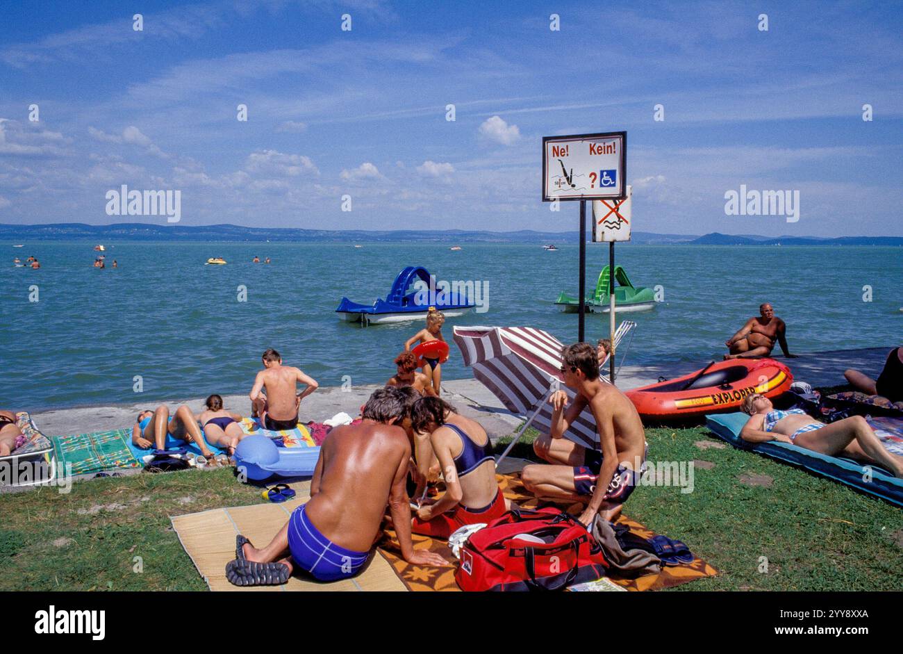 Hungary, Balaton lake in summer with local and international tourists. Stock Photo