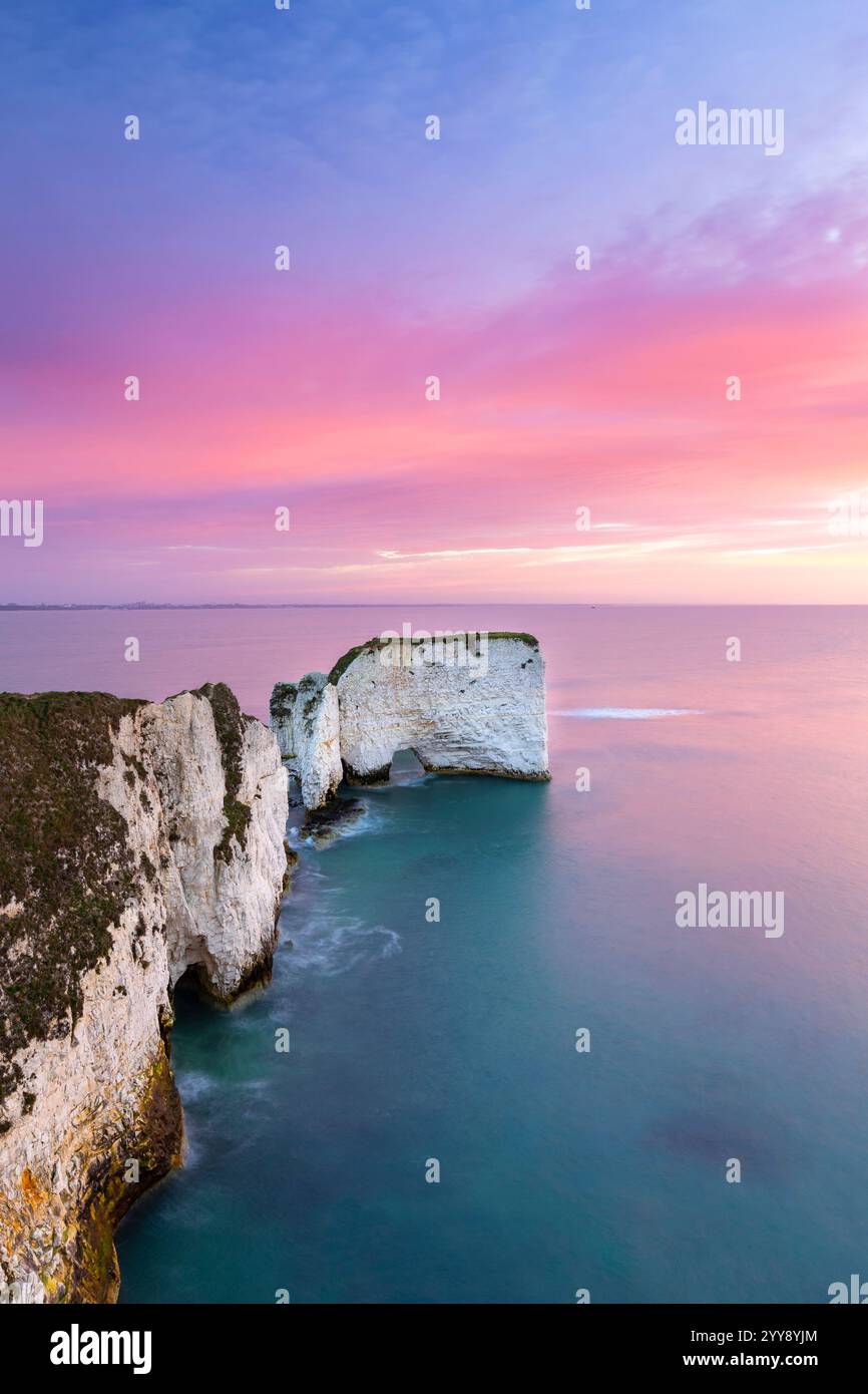 View Of The Old Harry Rocks Chalky Formations Near Handfast Point On 