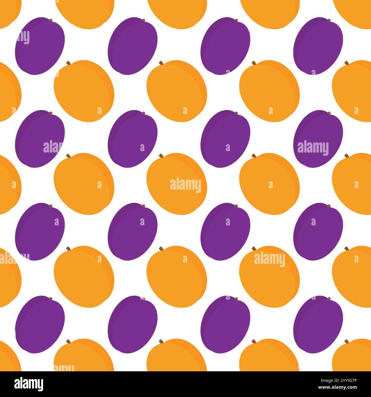 Ripe plums and apricots Seamless pattern in trendy summer shades. Fruit ...