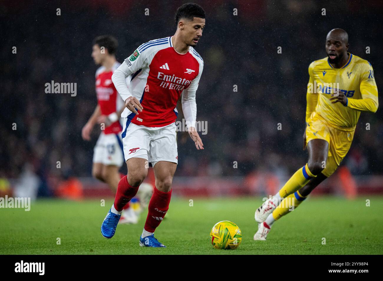 LONDON, ENGLAND - DECEMBER 18: William Saliba of Arsenal FC during the Carabao Cup Quarter Final match between Arsenal and Crystal Palace at Emirates Stock Photo