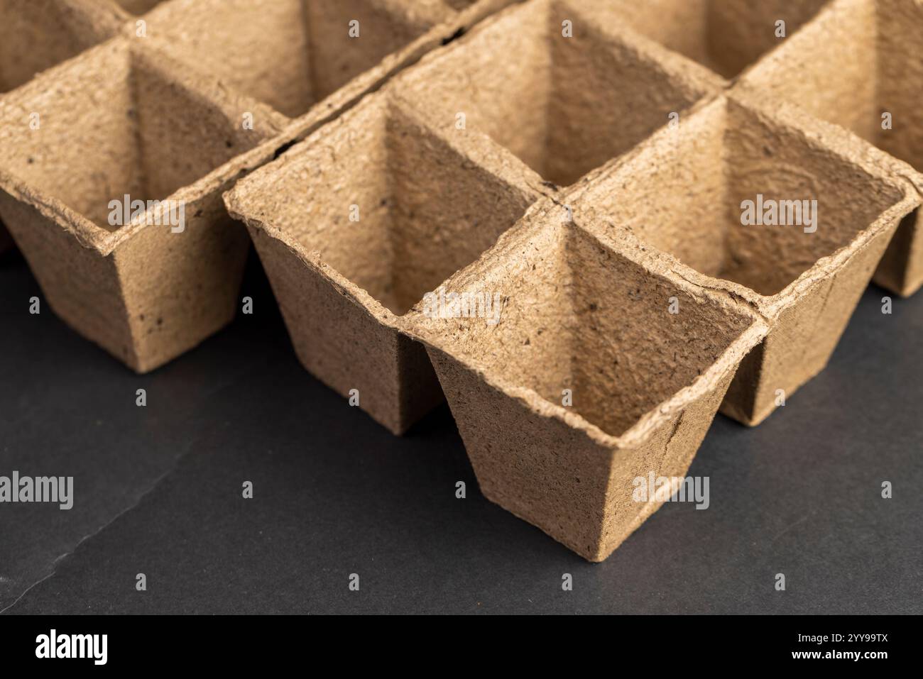 empty cardboard cups for seedlings. made from recycled paper with the ...