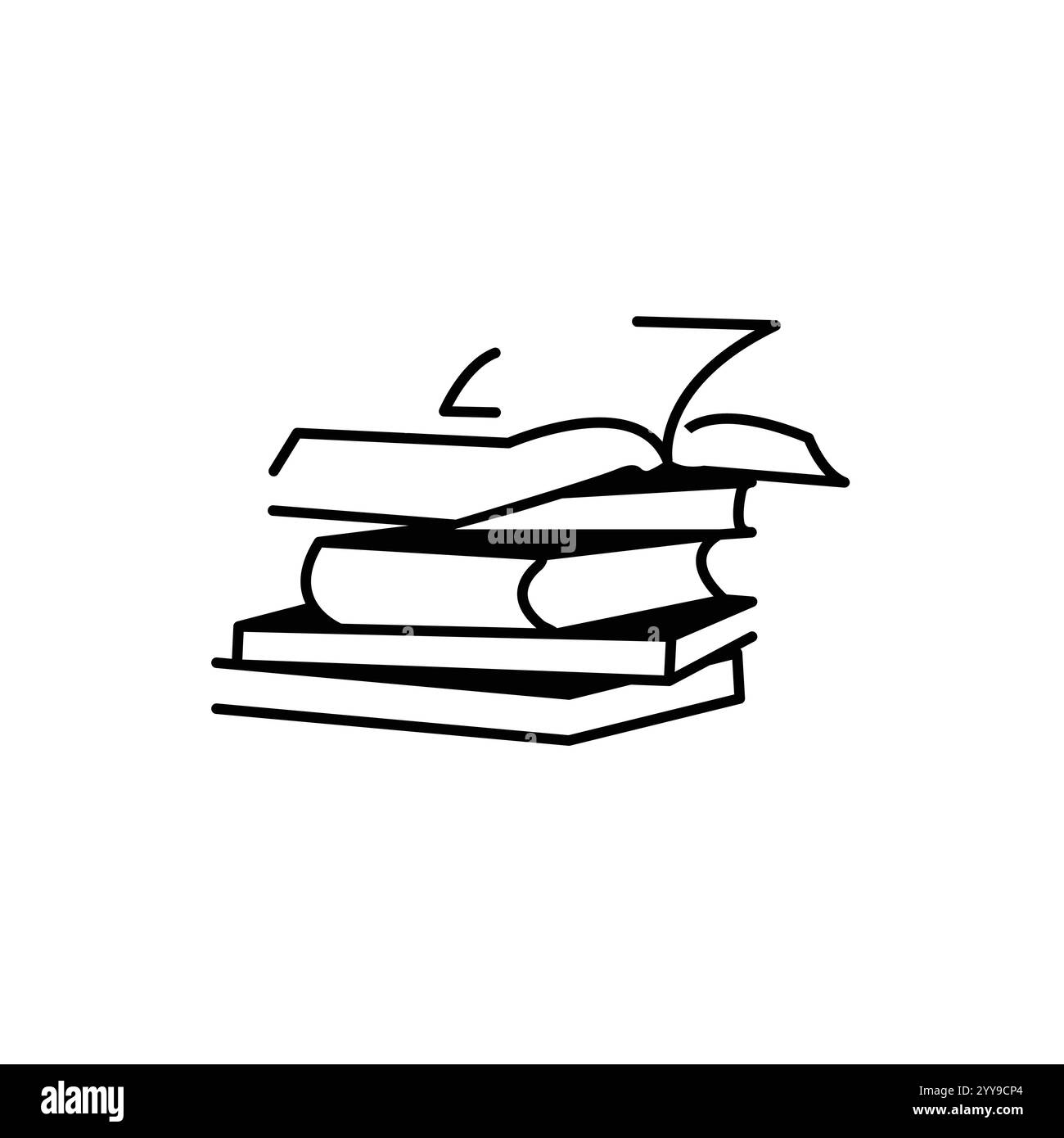 Stack of books icon, style pictogram isolated on white. Study symbol ...