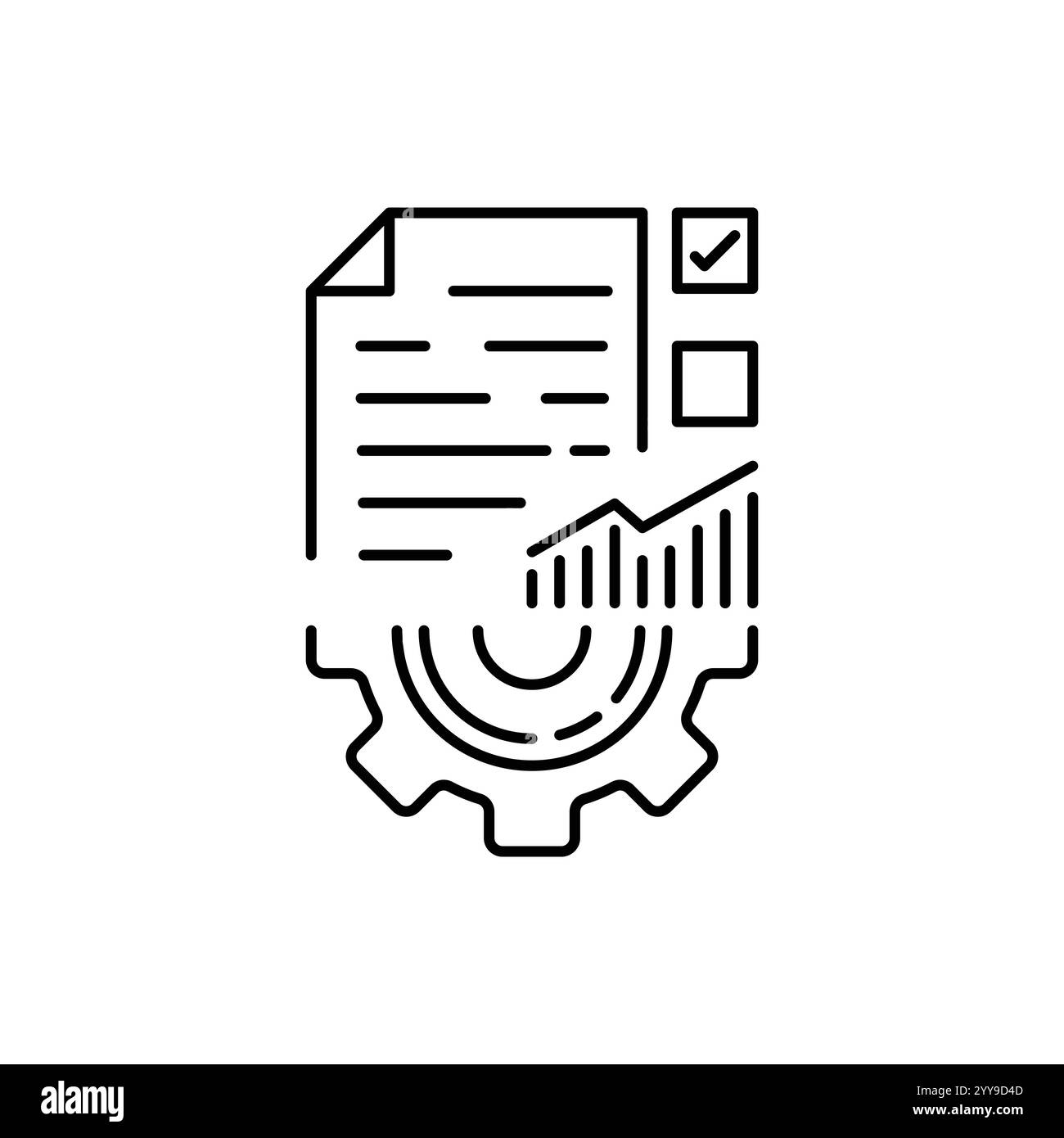 thin line methodology execute like efficacy icon. outline trend easy tech benchmark logotype graphic design web element. concept of financial or indus Stock Vector