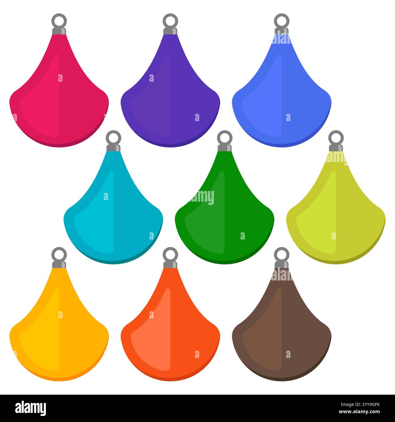 Nine multi colored Christmas balls on a white background. Vector illustration. Stock Vector