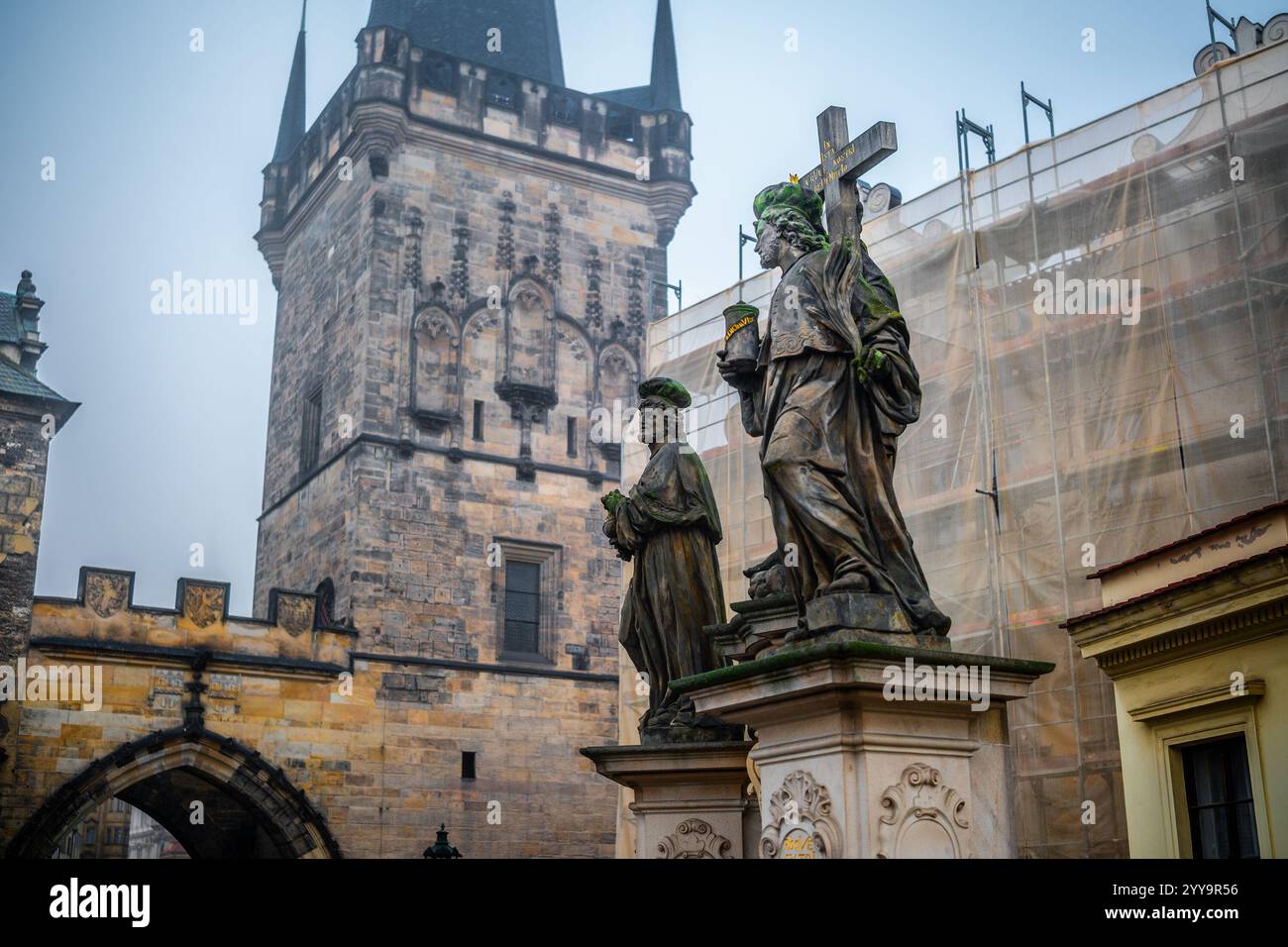 Prague Czech Republic 11 October 2024 Mysterious Charles Bridge In prague-czech-republic-11-october-2024-mysterious-charles-bridge-in