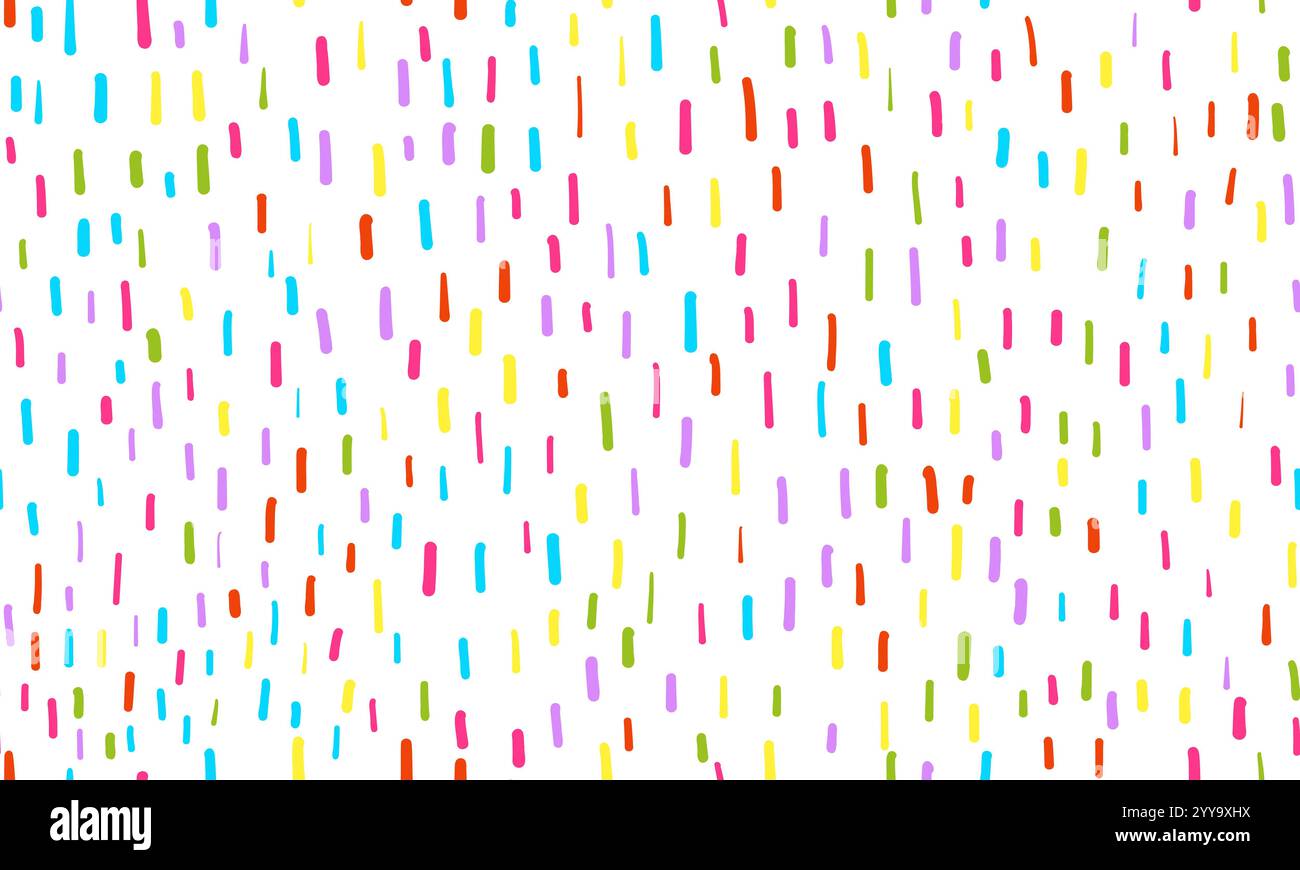 Colorful simple small dash seamless pattern. Vector wallpaper with hand drawn abstract texture Stock Vector