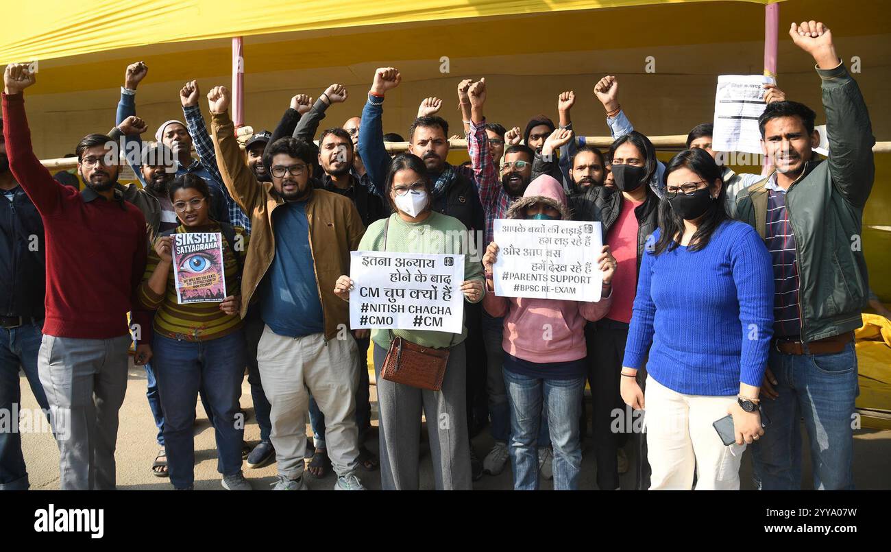 PATNA, INDIA DECEMBER 20 BPSC students demonstrating during their