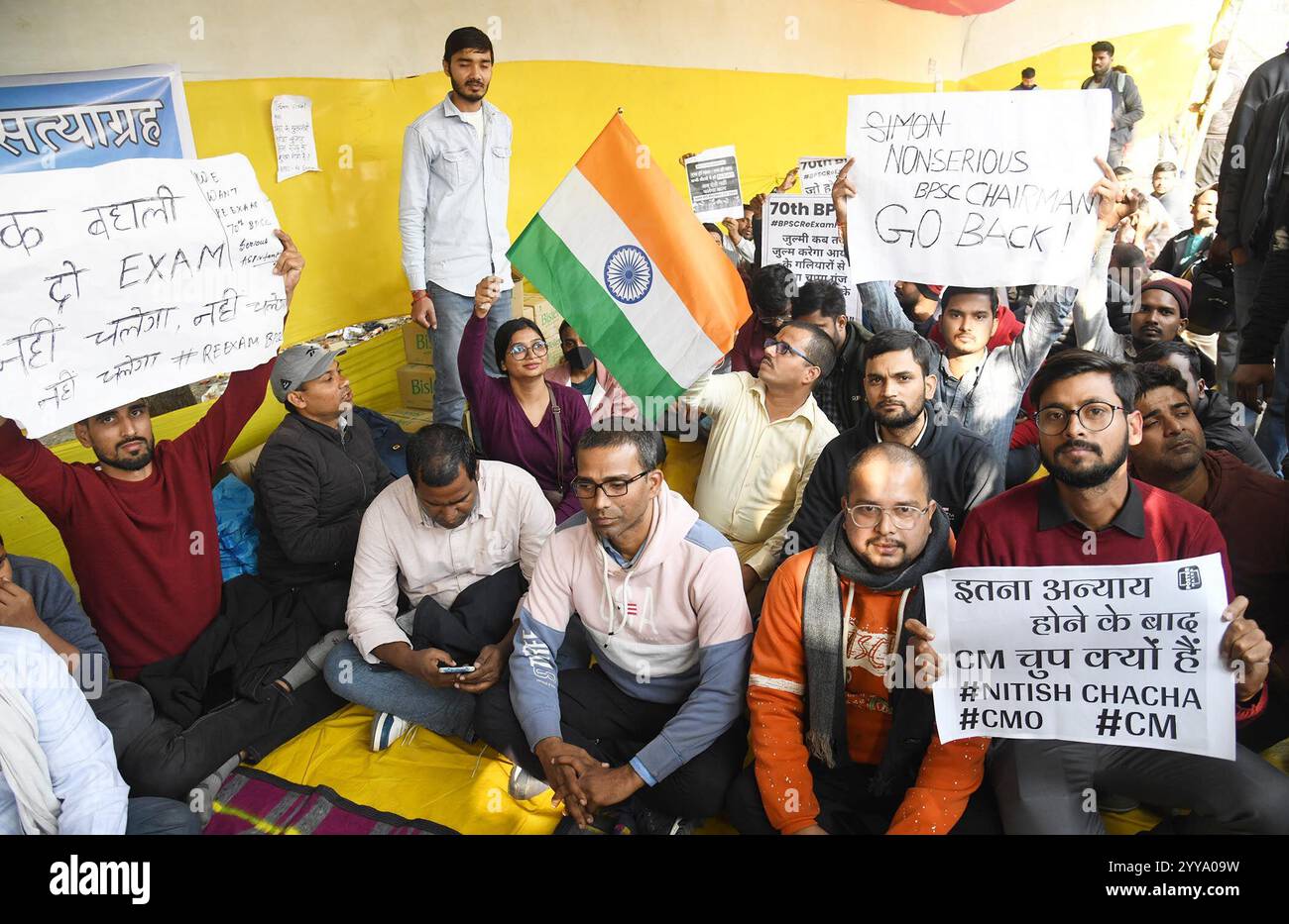 PATNA, INDIA DECEMBER 20 BPSC students demonstrating during their