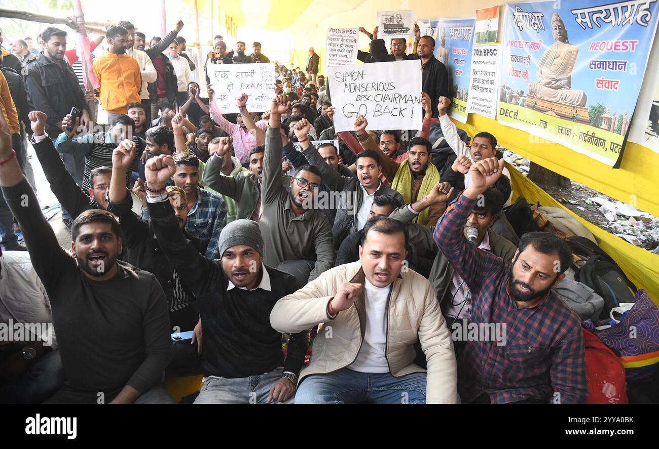 PATNA, INDIA DECEMBER 20 BPSC students demonstrating during their
