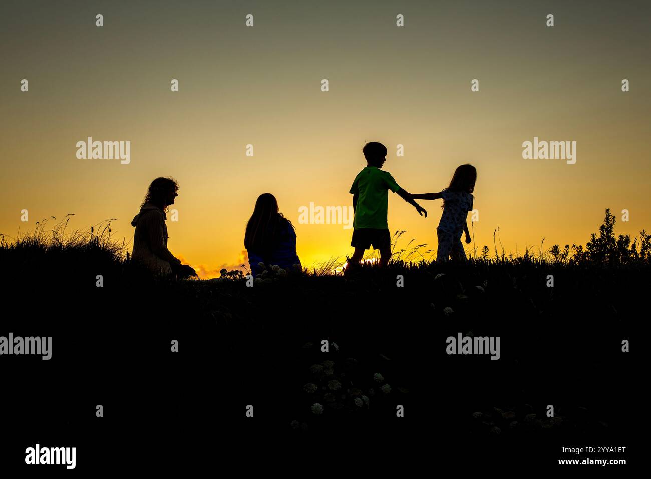 family silhouette Stock Photo