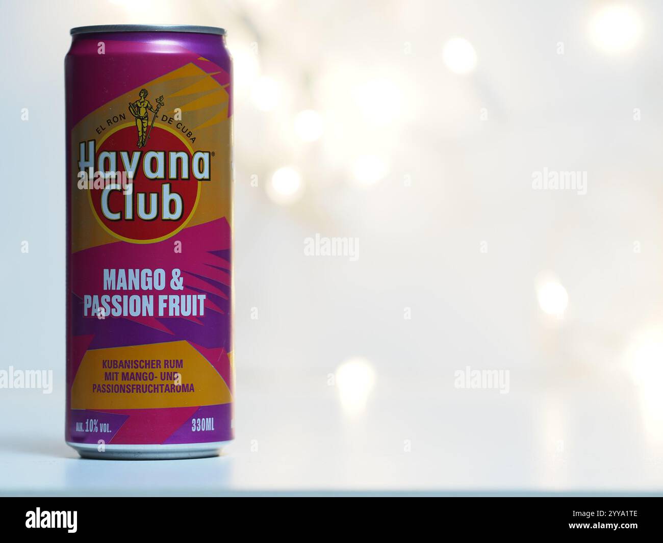 In this photo illustration, can of cocktail based on Havana Club rum