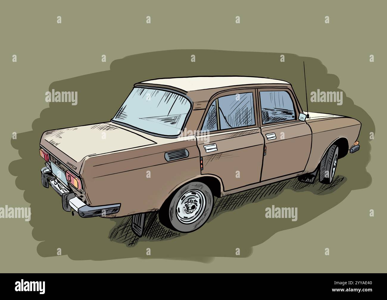 Retro car . Side view, illustration Stock Photo - Alamy