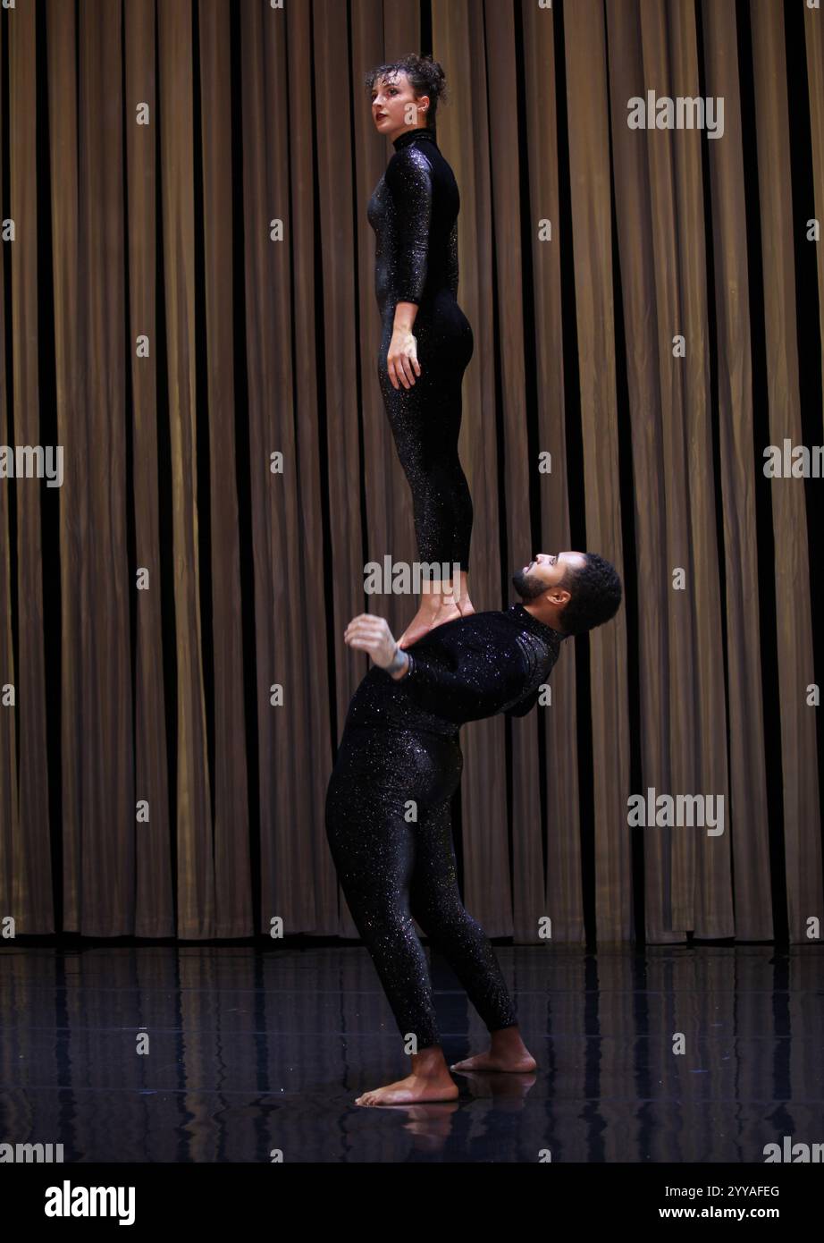 London, UK. Acrobats from the Australian circus troupe CIRCA perform ...