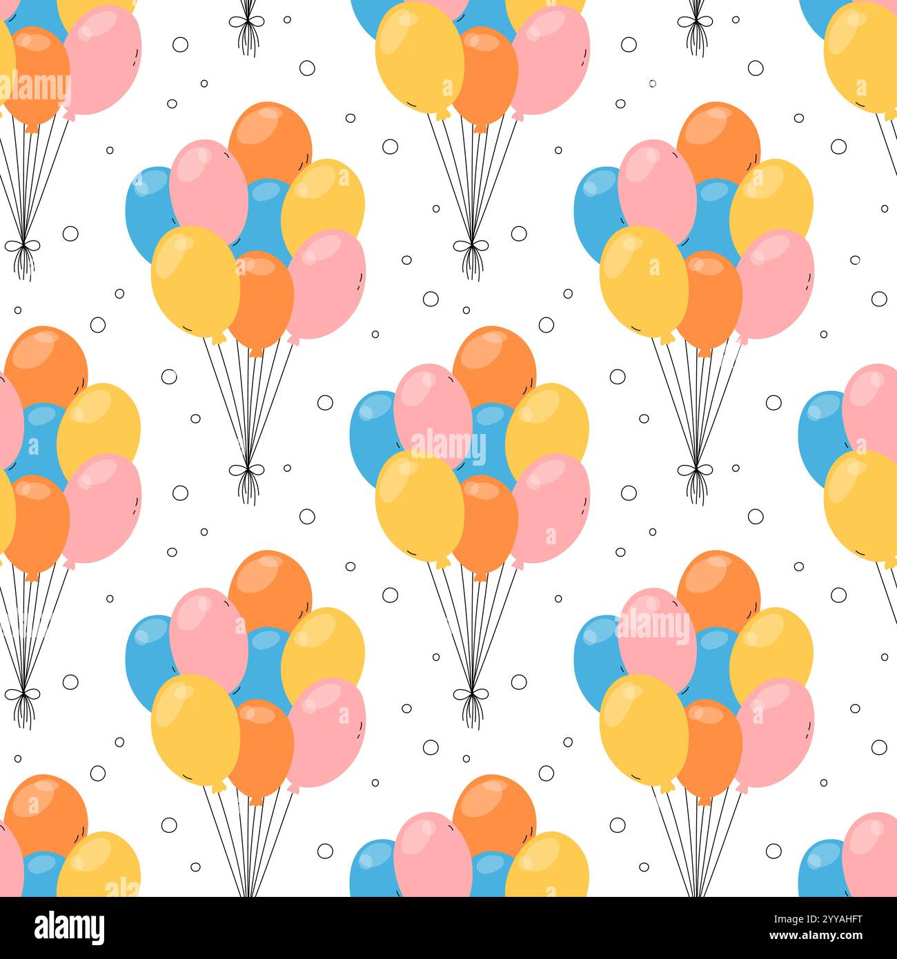 Balloons pattern. Cute vector seamless background with colorful flat ...