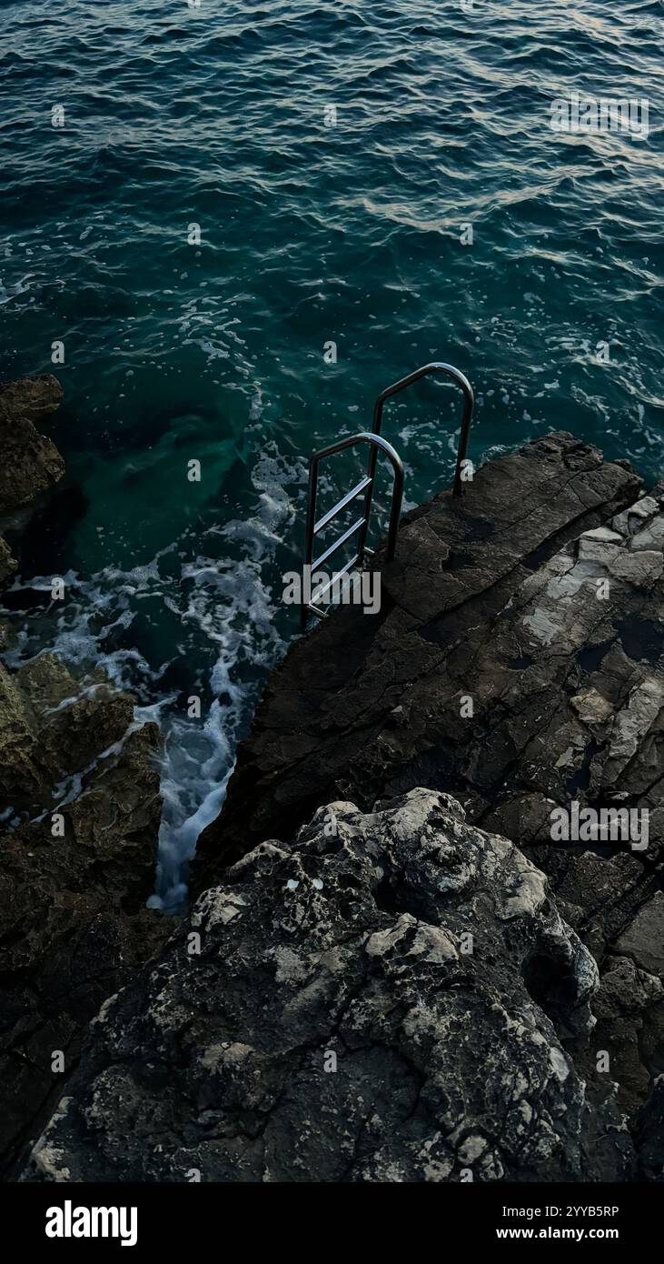 Rocky Beach in Pula, Croatia - Smartphone Captured Stock Image