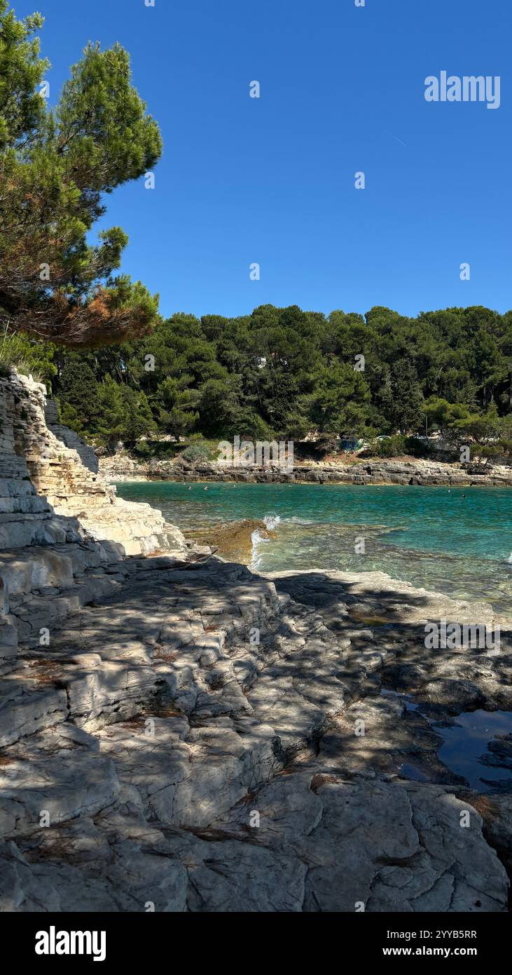 Rocky Beach in Pula, Croatia - Smartphone Captured Stock Image