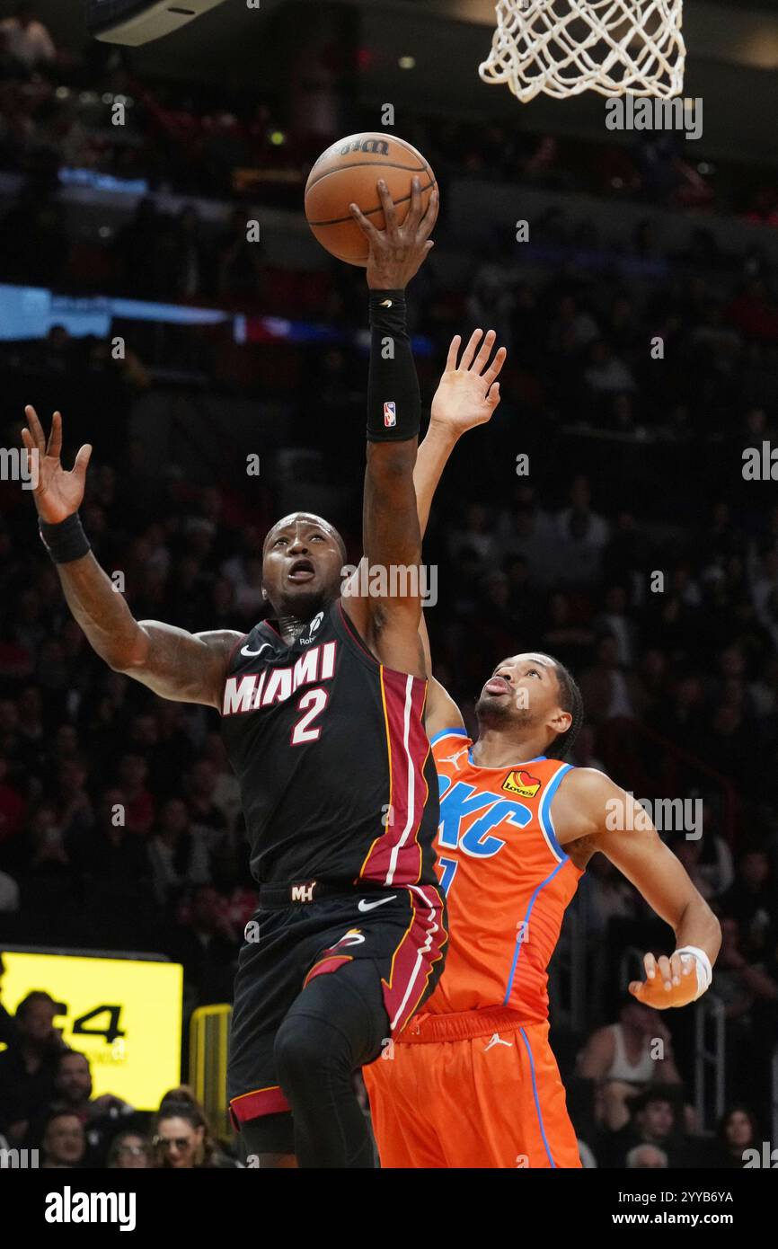 Miami Heat guard Terry Rozier (2) drives to the basket as Oklahoma City ...