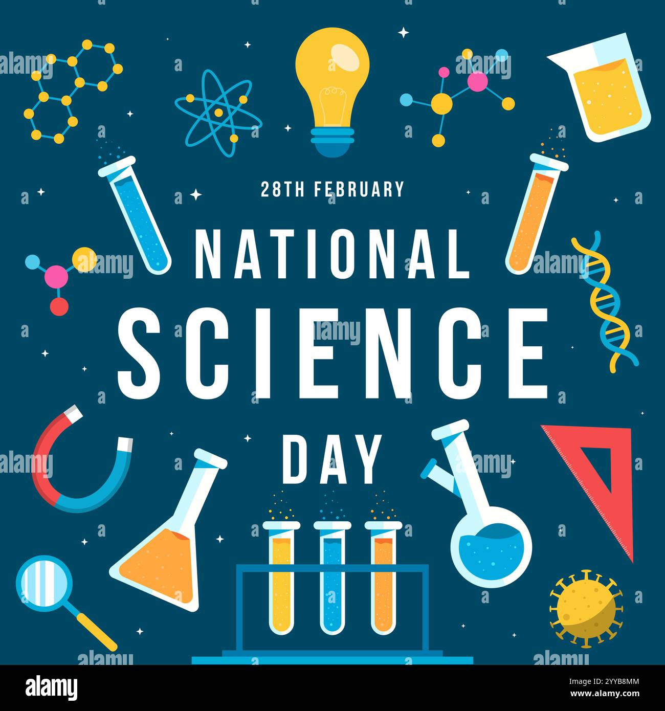 national science day illustration in flat style design Stock Vector ...