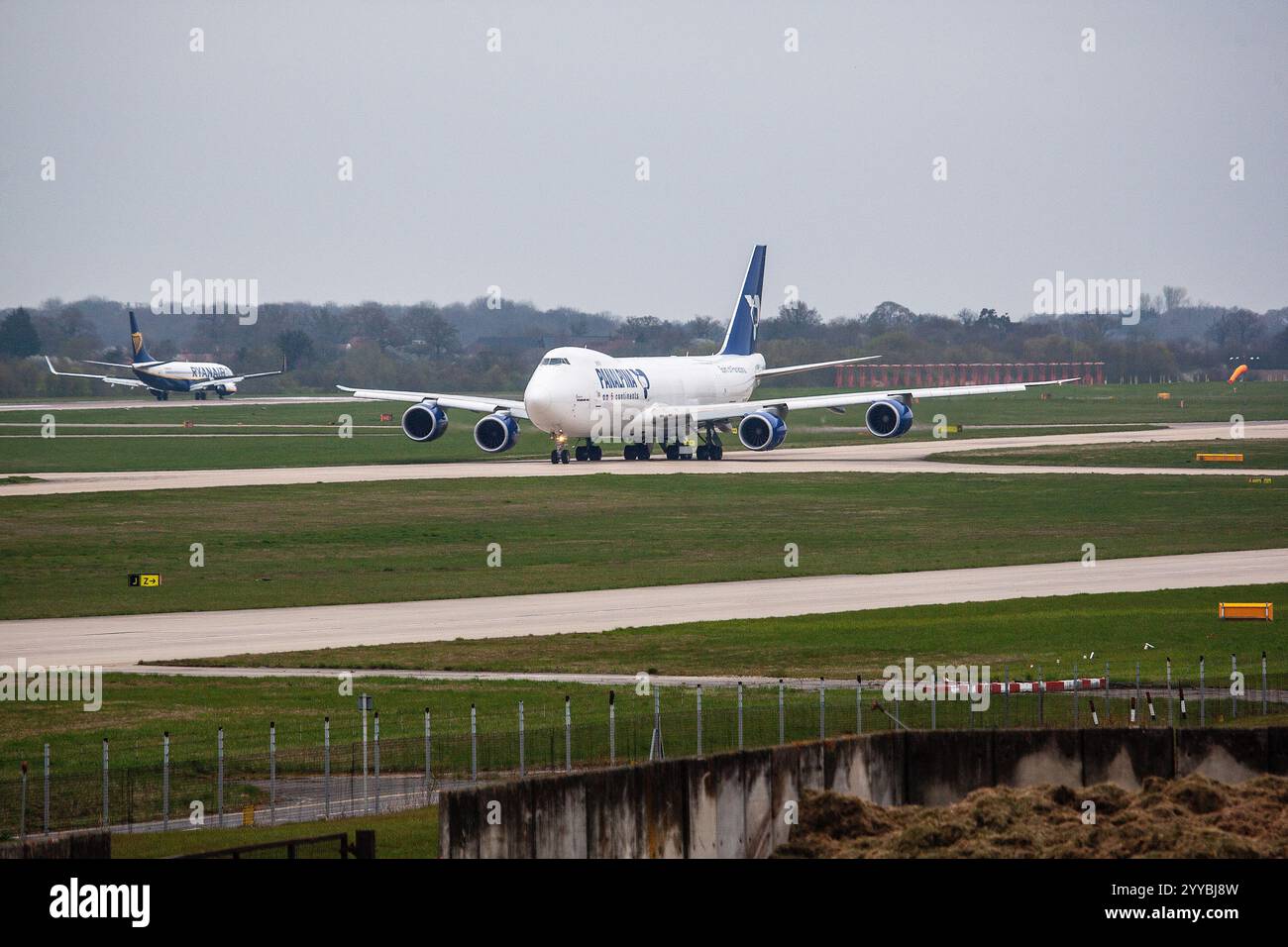 Panalpina Boeing 747F cargo aircraft on taxi at London Stansted UK 06-04-2019 - Stock Image
