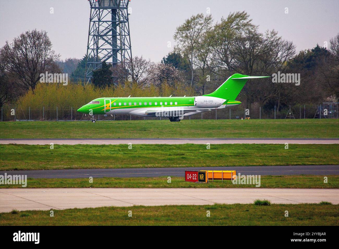 P4-GMS Bombardier Global Express London Stansted UK 06-04-2019 - Stock Image