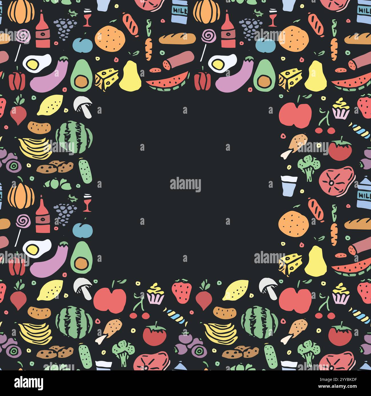 Doodle food background. Food frame illustration Stock Vector Image ...
