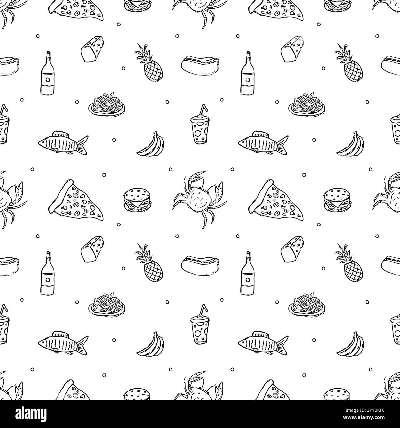 Food Pattern White Food background salad ingredients Black and White Stock Photos & Images ...