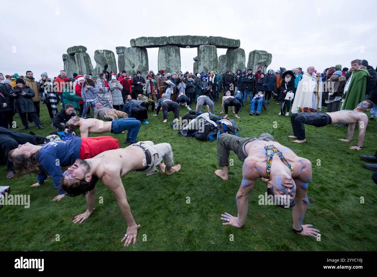 People tale part in the winter Solstice celebrations at Stonehenge