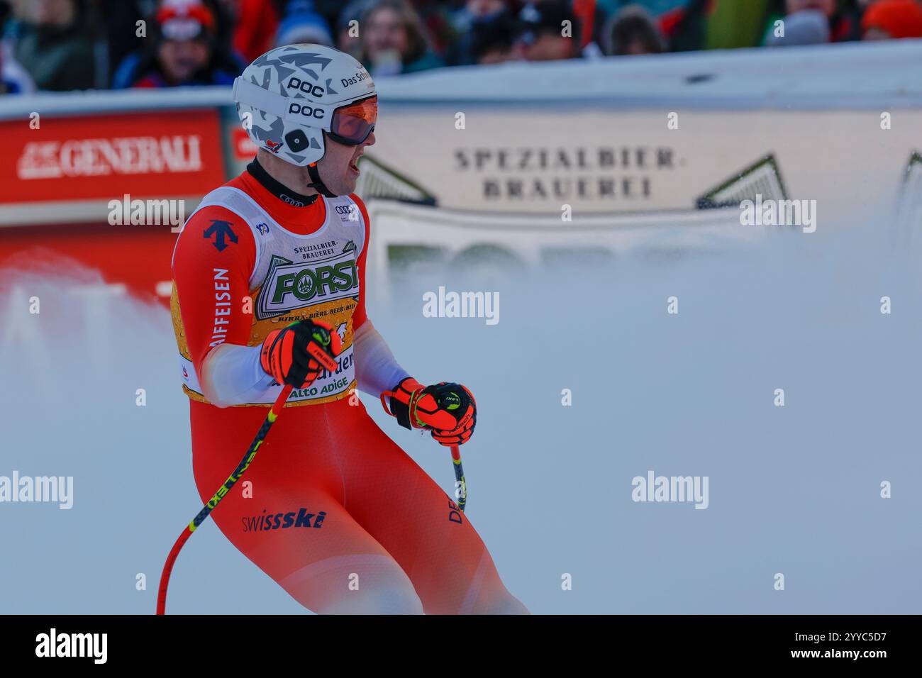 Lars Ruchti Switzerland's Lars Roesti celebrates at the finish area of an alpine ...