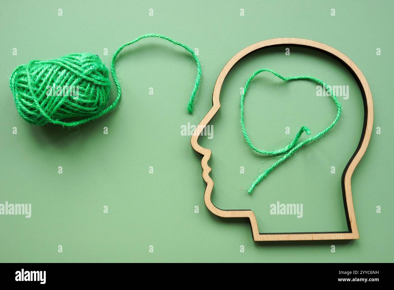 Knowledge as a tangled thread with part in the head. Symbolizing ...