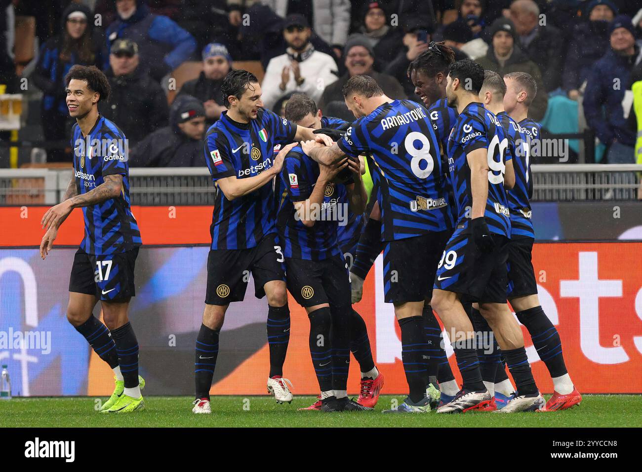 Italy, Milan, 20241219 Kristjan Asllani (FC Inter) scores and