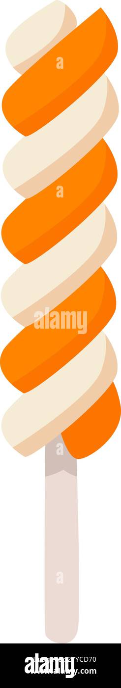 Swirling orange and white ice cream on a stick, offering a delightful treat for cooling off during hot summer days. Creamy texture and vibrant colors Stock Vector