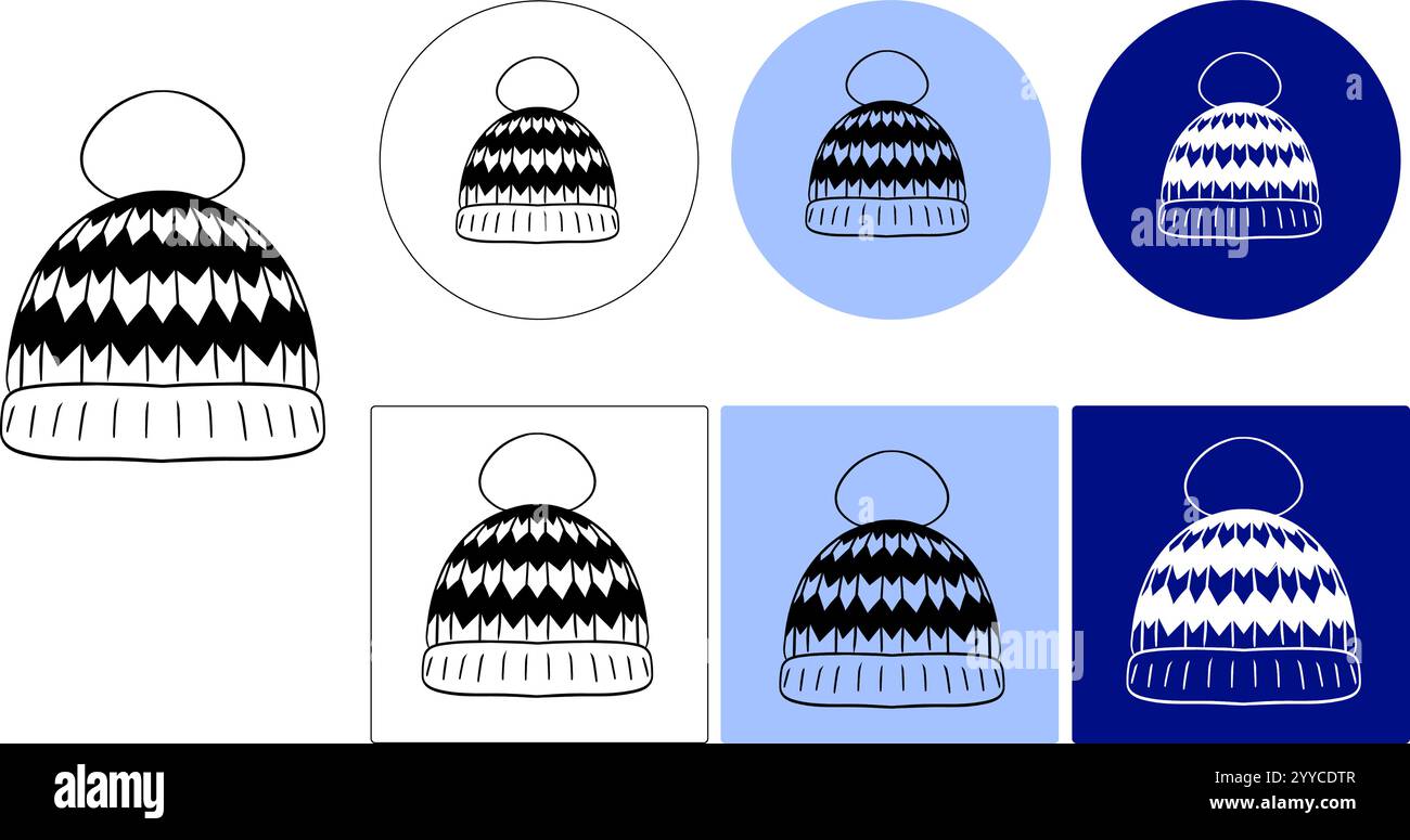 cool winter hat logo vector illustration template design. Graphic line Stock Vector