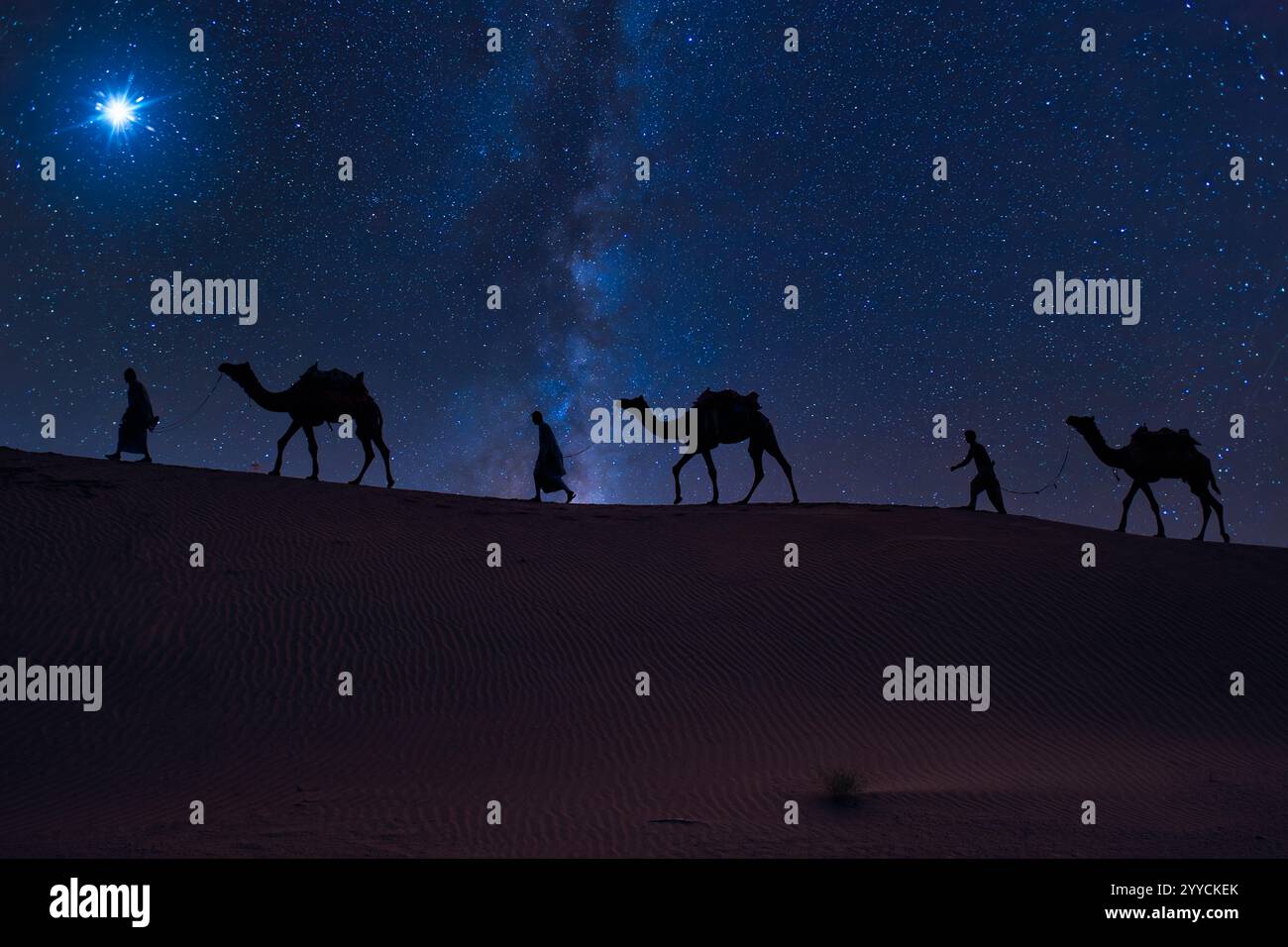 The three wise men following the star of bethlehem hi-res stock ...