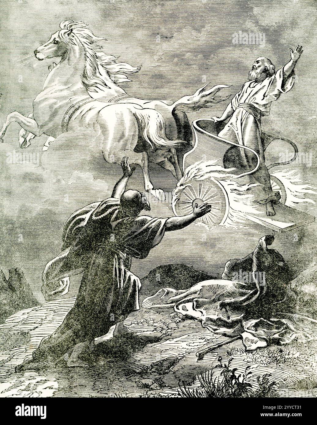 Elijah was a Jewish prophet and a miracle worker who lived in the northern kingdom of Israel during the reign of King Ahab, according to the Books of Kings in the Hebrew Bible. In 1 Kings 18, Elijah defended the worship of the Hebrew God over that of the Canaanite deity Baal. Stock Photo