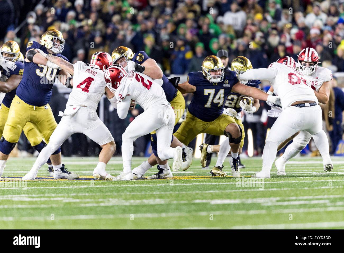 December 20, 2024 Notre Dame offensive line play during NCAA football