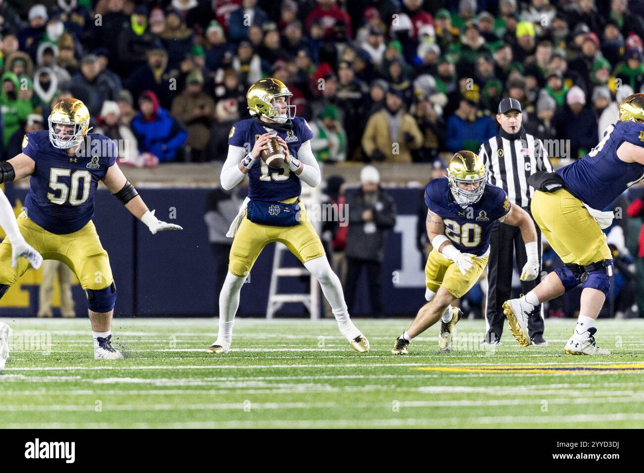 December 20, 2024 Notre Dame quarterback Riley Leonard (13) passes the